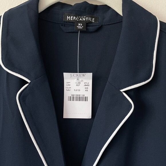 J.Crew Factory Piped Pajama Blouse Shirt - Picture 5 of 6